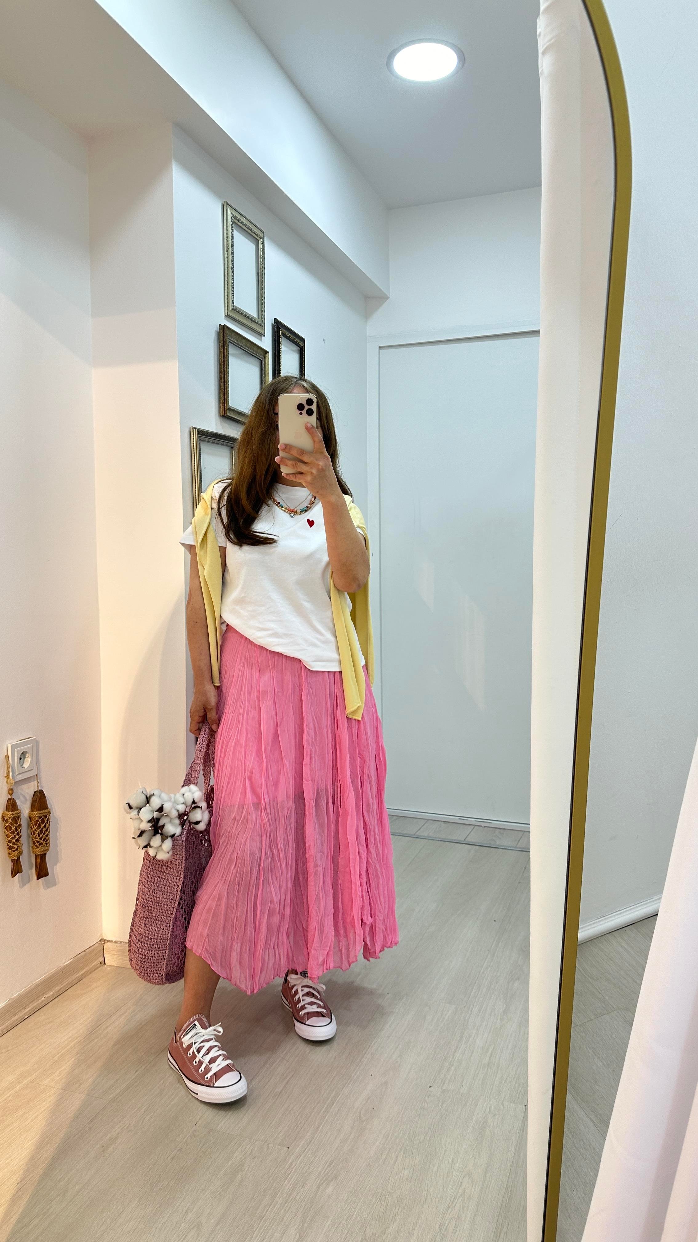 Pembe Astarlı Tül EtekEtek01-EK0029