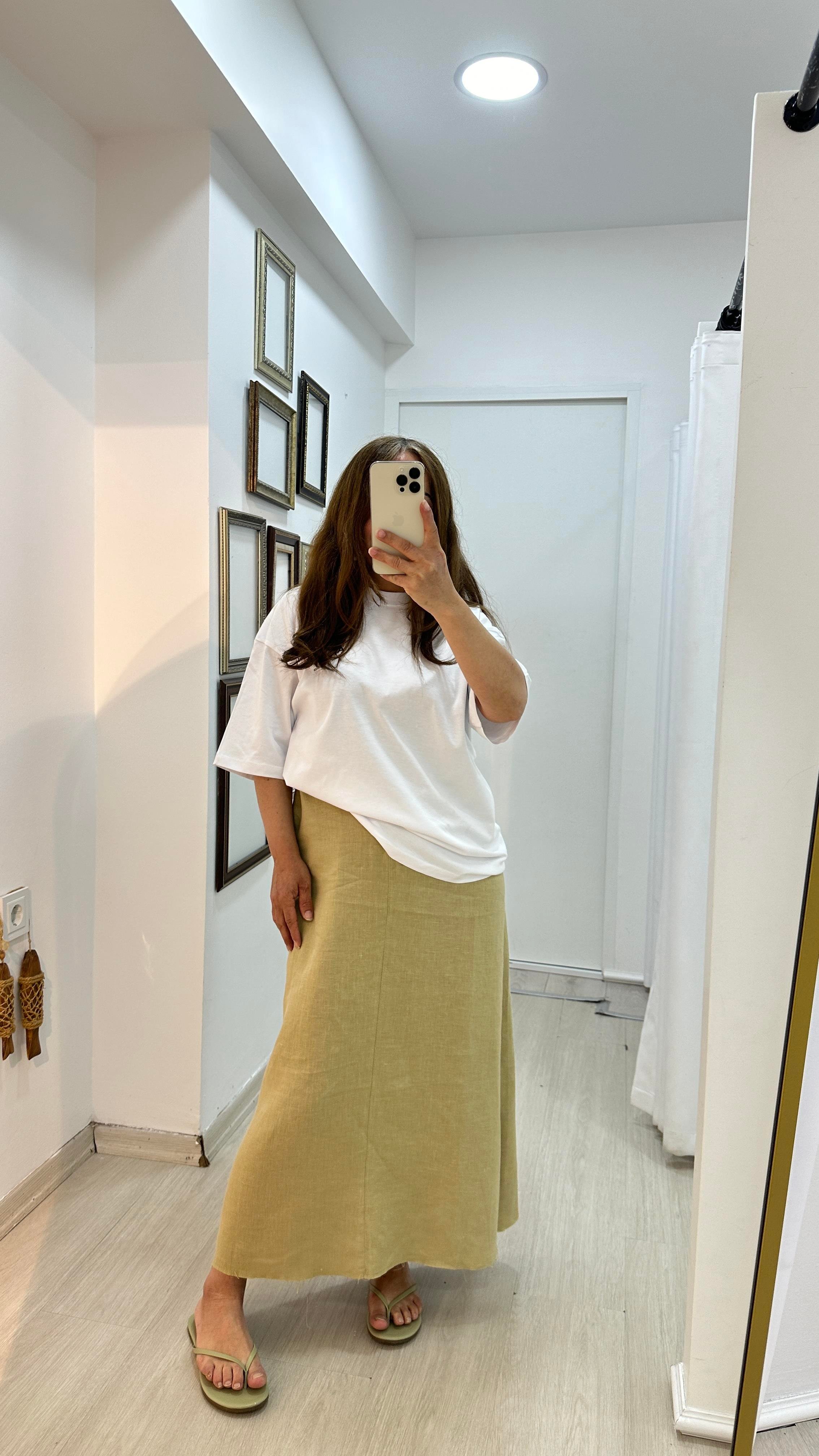 Soft Yeşil Keten Etek Etek01-EK0026