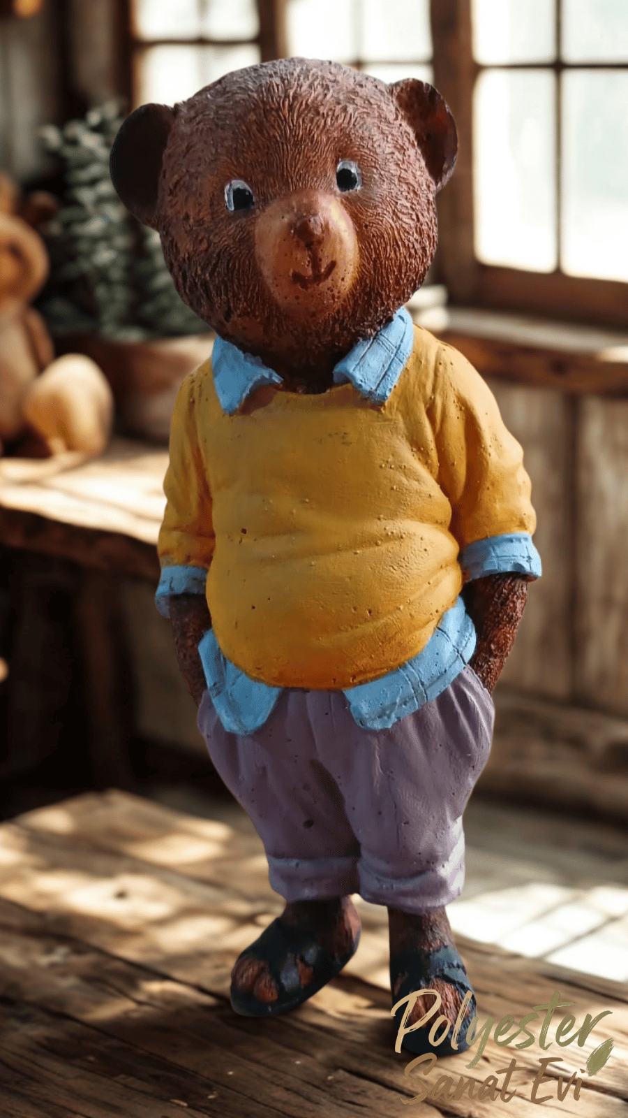 El boyaması Ayı fiğürü 15 cm polyester