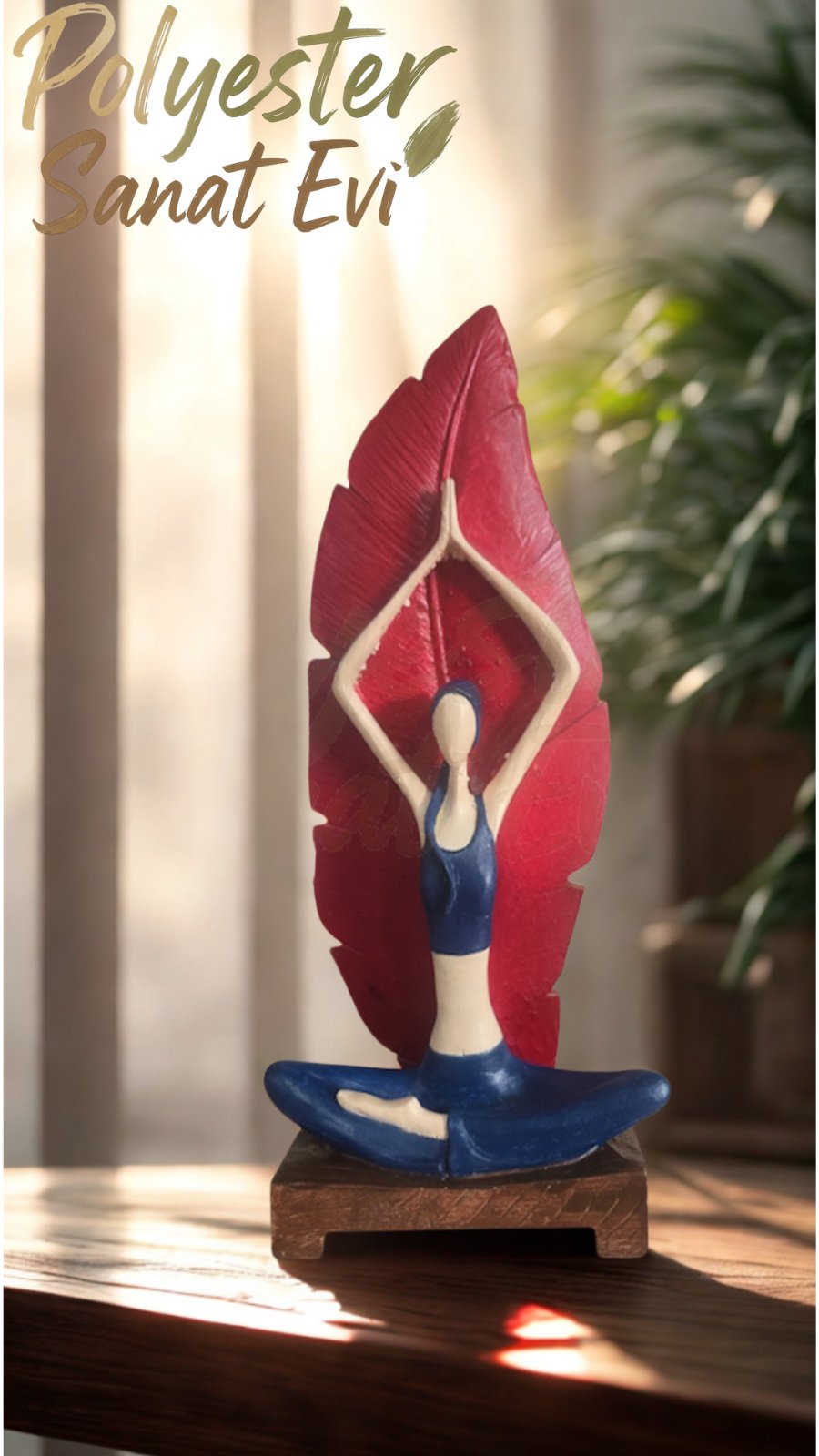 Yoga Yapan Kadın El Boyaması Polyester Döküm 