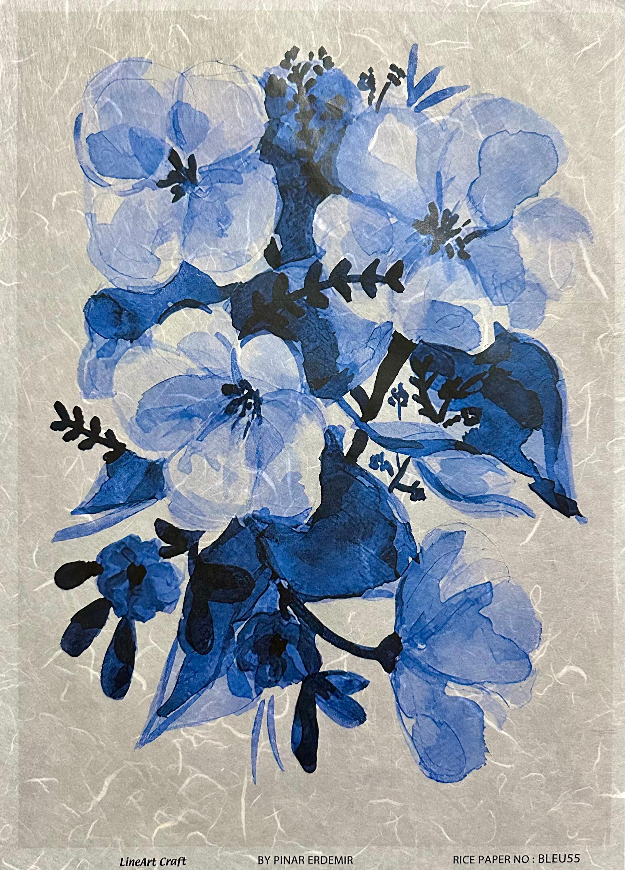 LİNEART PİRİNÇ DEKOPAJ KAĞIDI BLEU55