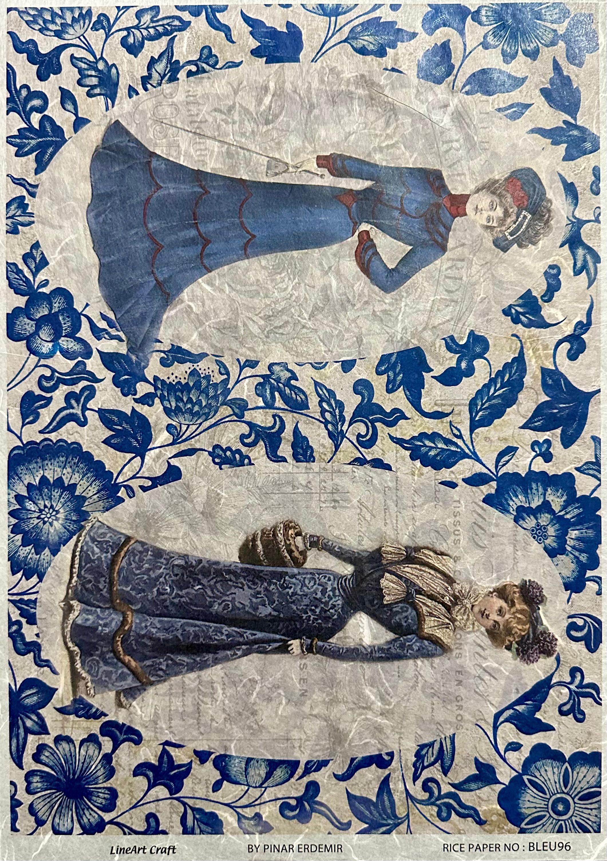 LİNEART PİRİNÇ DEKOPAJ KAĞIDI BLEU96
