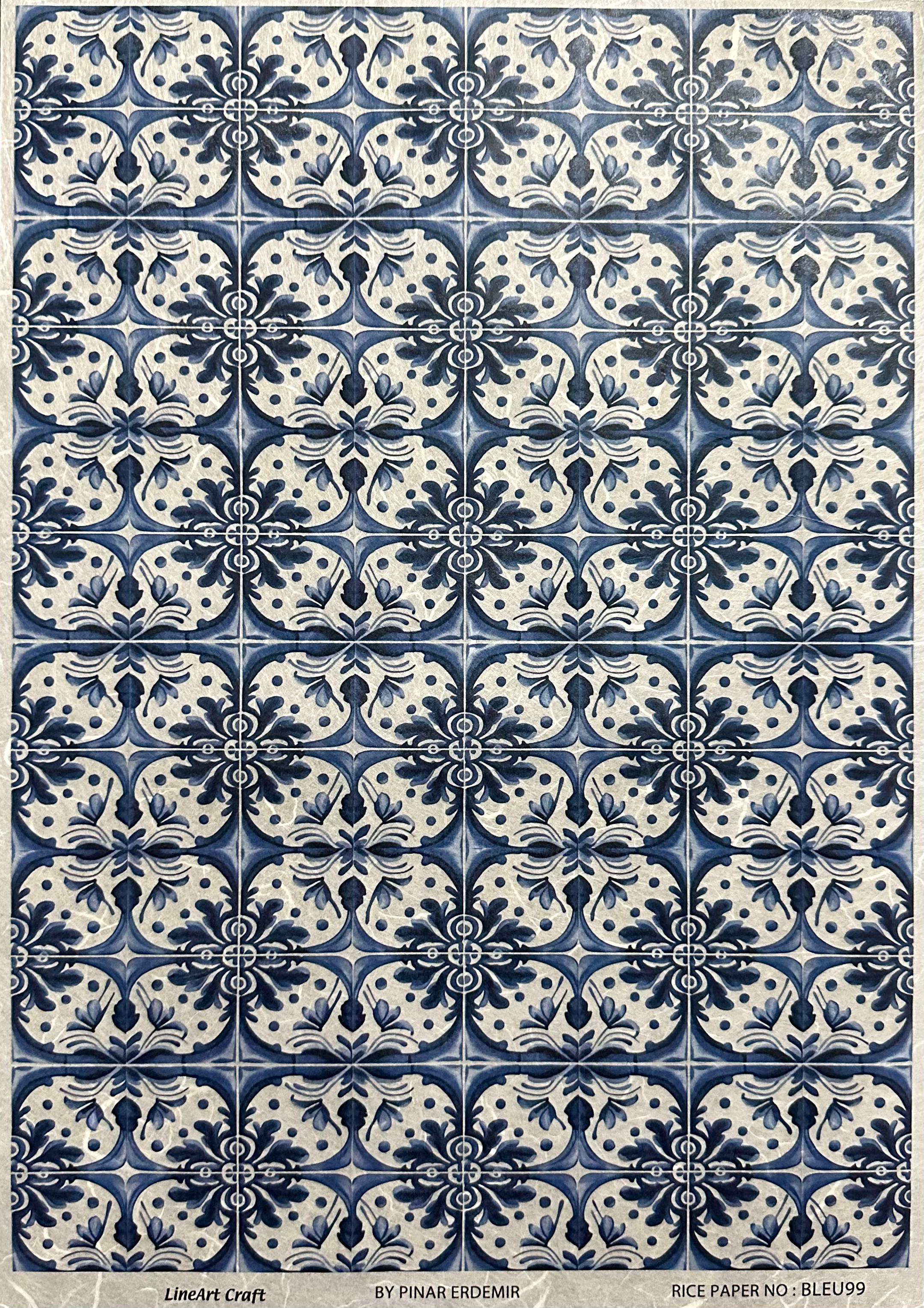 LİNEART PİRİNÇ DEKOPAJ KAĞIDI BLEU99