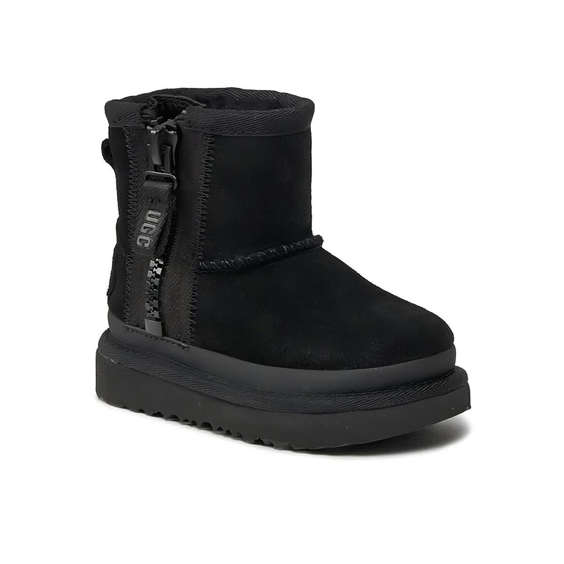 UGG Mini Fermuarlı Logo Çocuk Botu – Siyah