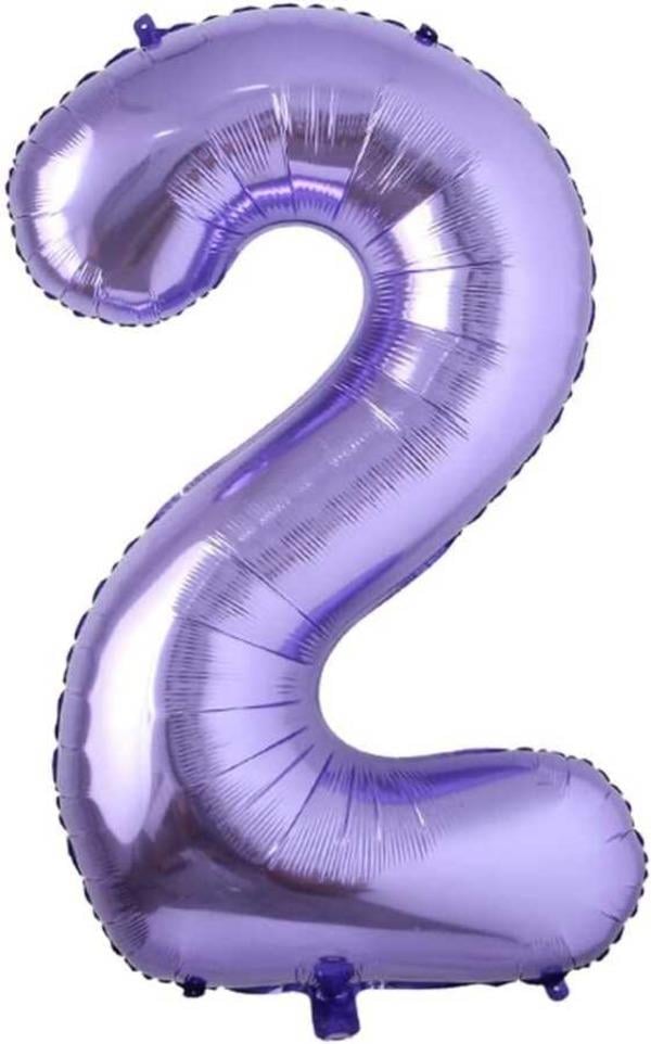 2 Yaş Rakam Folyo Balon Mor 40 inc