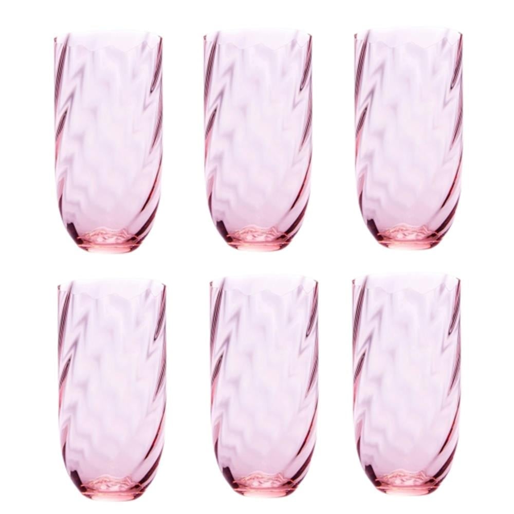 6 lı Uzun Su / Meşrubat Bardağı Pembe
