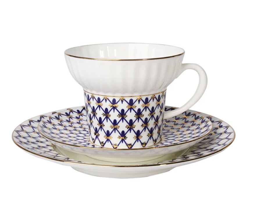 COBALT NET MAVI KAHVE FINCANI 155 ML & PASTA TABAĞI 18,5 CM WAVE