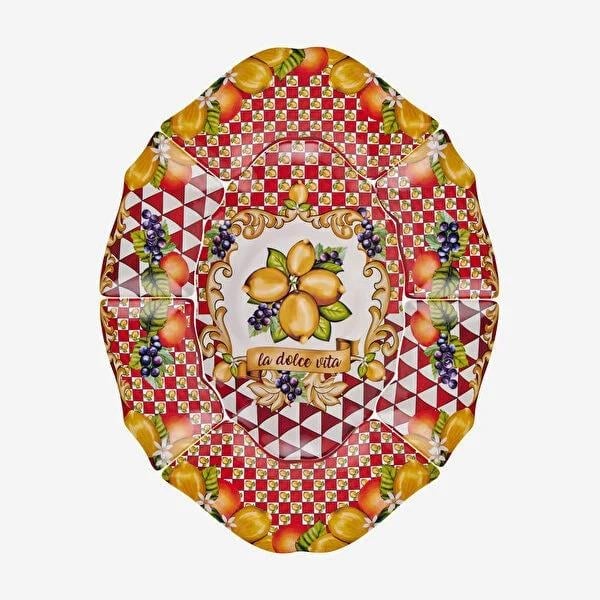 Kırmızı Melamin Meze Tabağı 7 Parça Capri Collection by Chiara Alessi