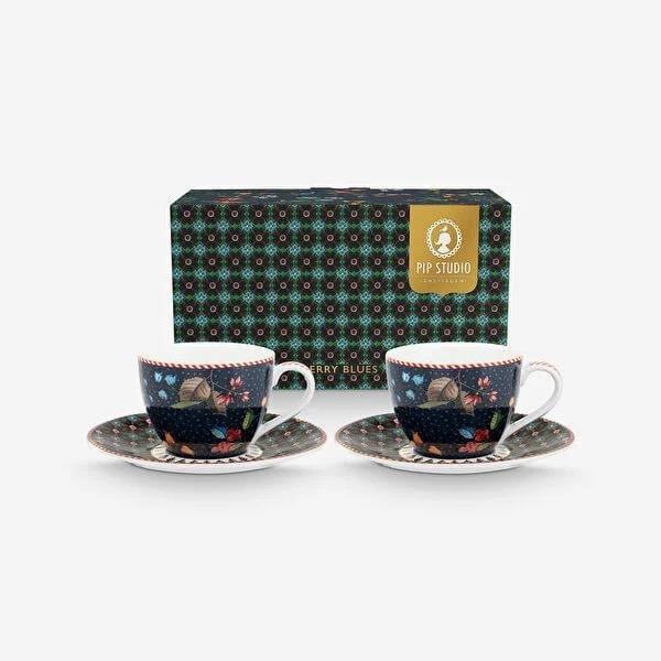 Mavi Porselen Kahve Fincan Seti 120 Ml Berry Blues Collection by Pip Studio
