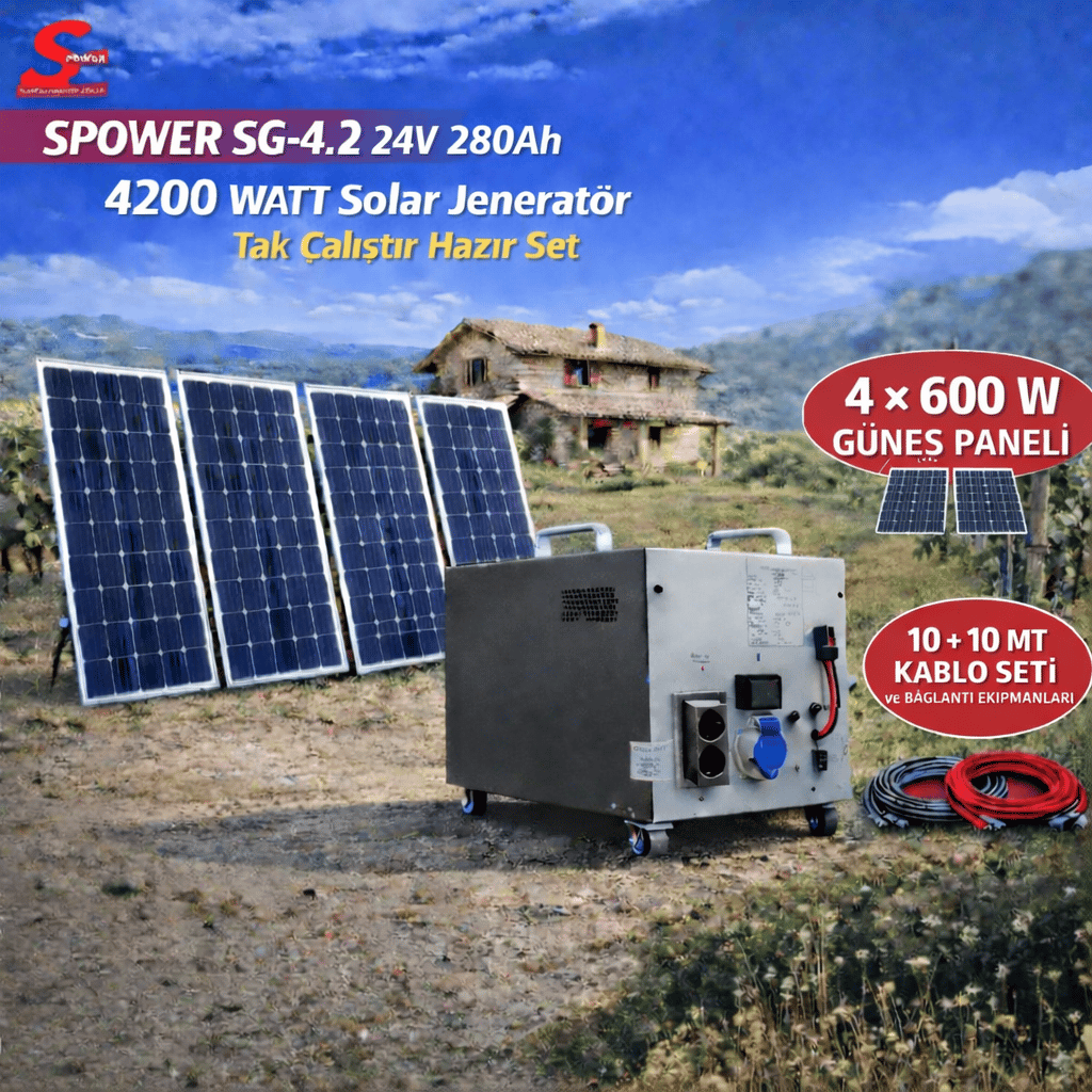 Sg 4.2 4200 watt 24v 280Ah Dört Panelli Solar Paket 