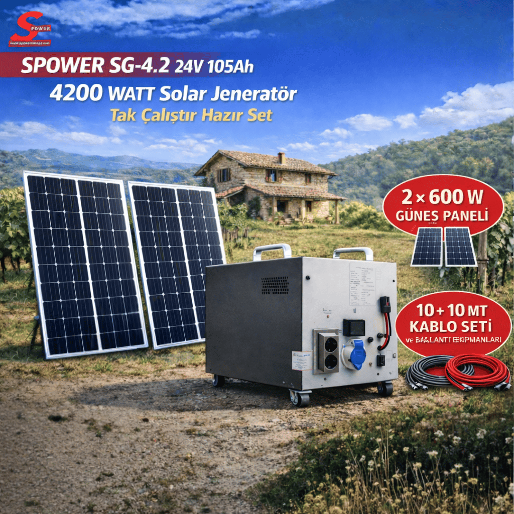 Sg 4.2 4200 watt 24v 105Ah Çift Panelli Solar Paket