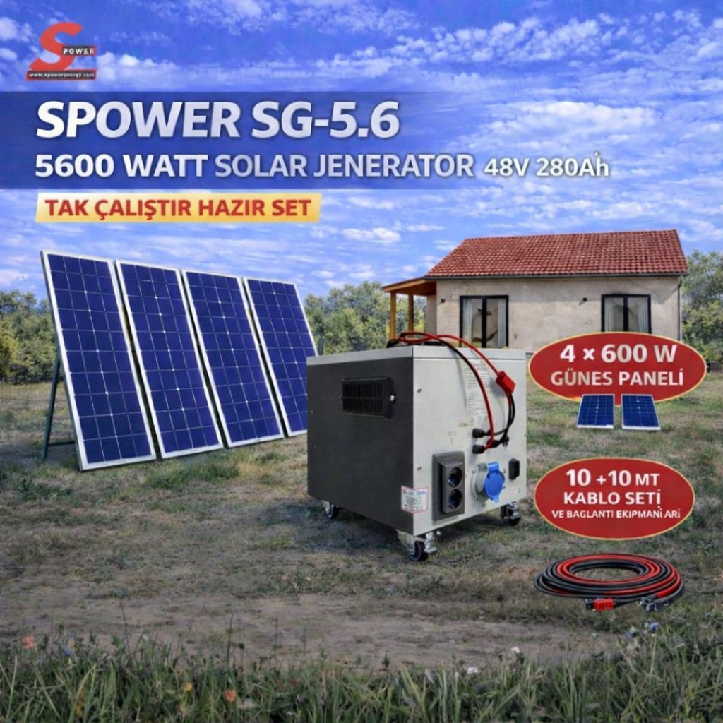 Sg 5.6 5600 watt 48v 280Ah Dört Panelli Solar Paket