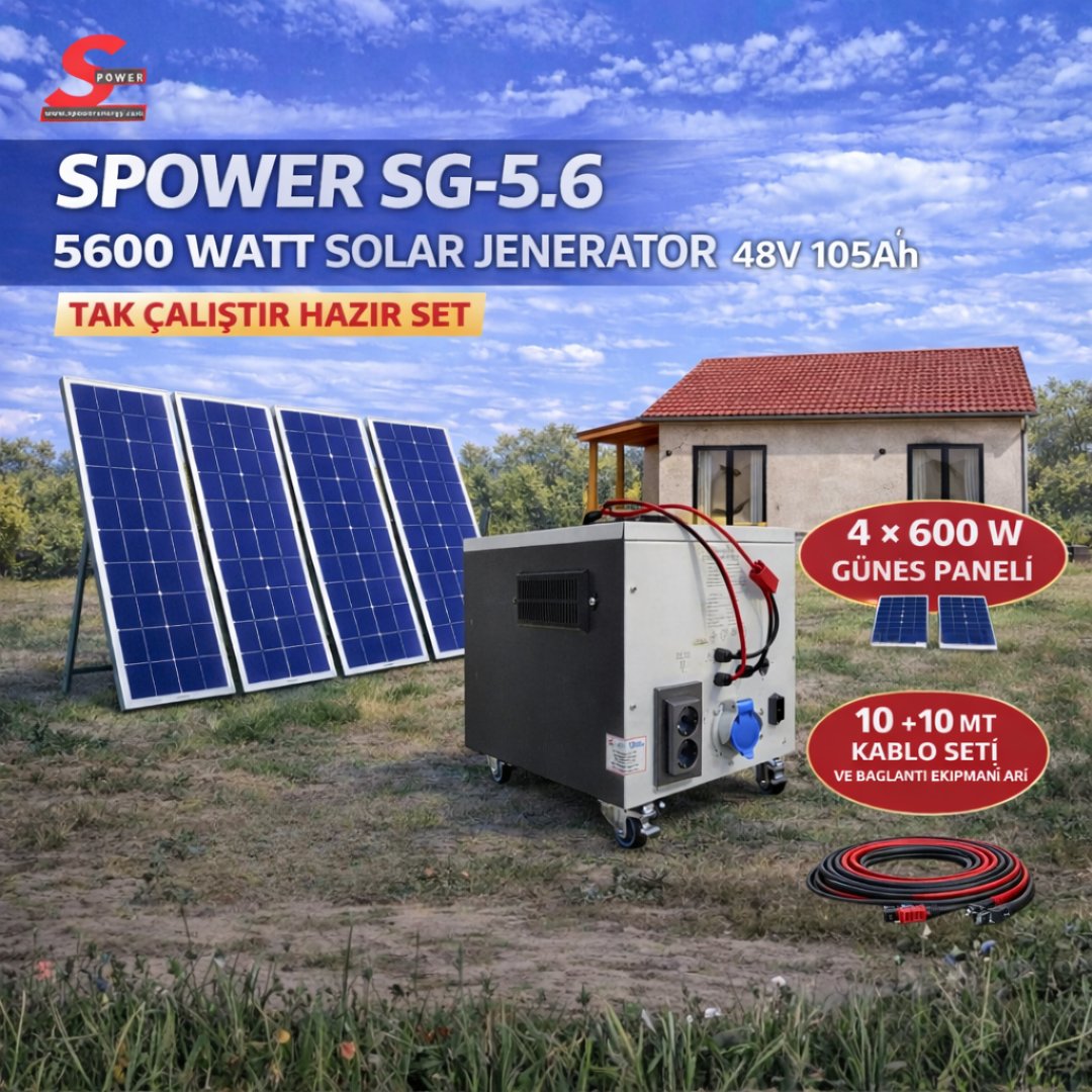Sg 5.6 5600 watt 48v 105Ah Dört Panelli Solar Paket