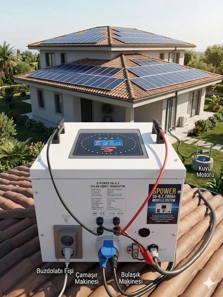 Sg-6.2 6200 watt 48v 280Ah Sekiz Panelli Solar  Sistem