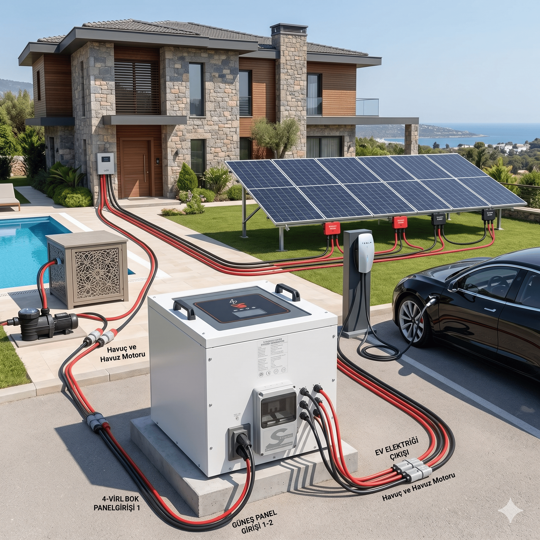 Sg11 11000 watt 48v 280Ah Altı Panelli Solar Paket