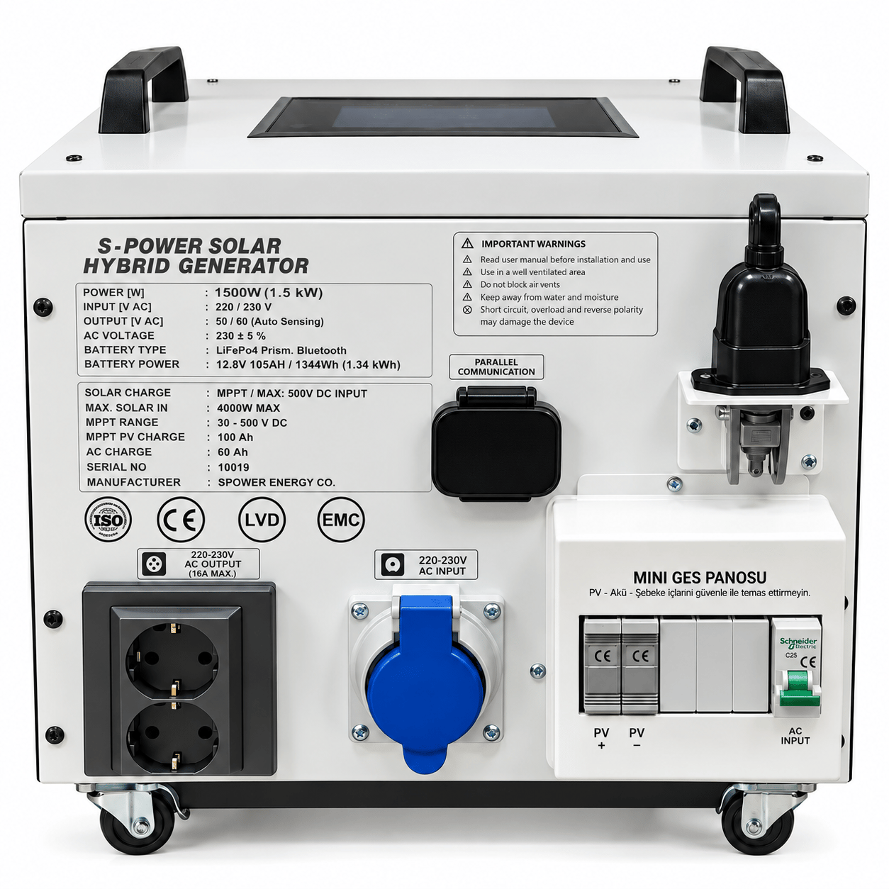 Spower Energy Solar Hibrit Jeneratör SG-1.5 12 105 (1500 Watt)