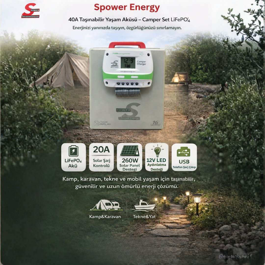 Spower Solar 24A Taşınabilir Yaşam Aküsü Camper Set 24-50