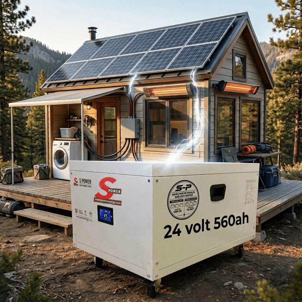 Spower SP Serisi 24V 560AH (25.6V) Lityum LiFePO4 Akü Bluetooth Serilenebilir Parallenebilir Akü