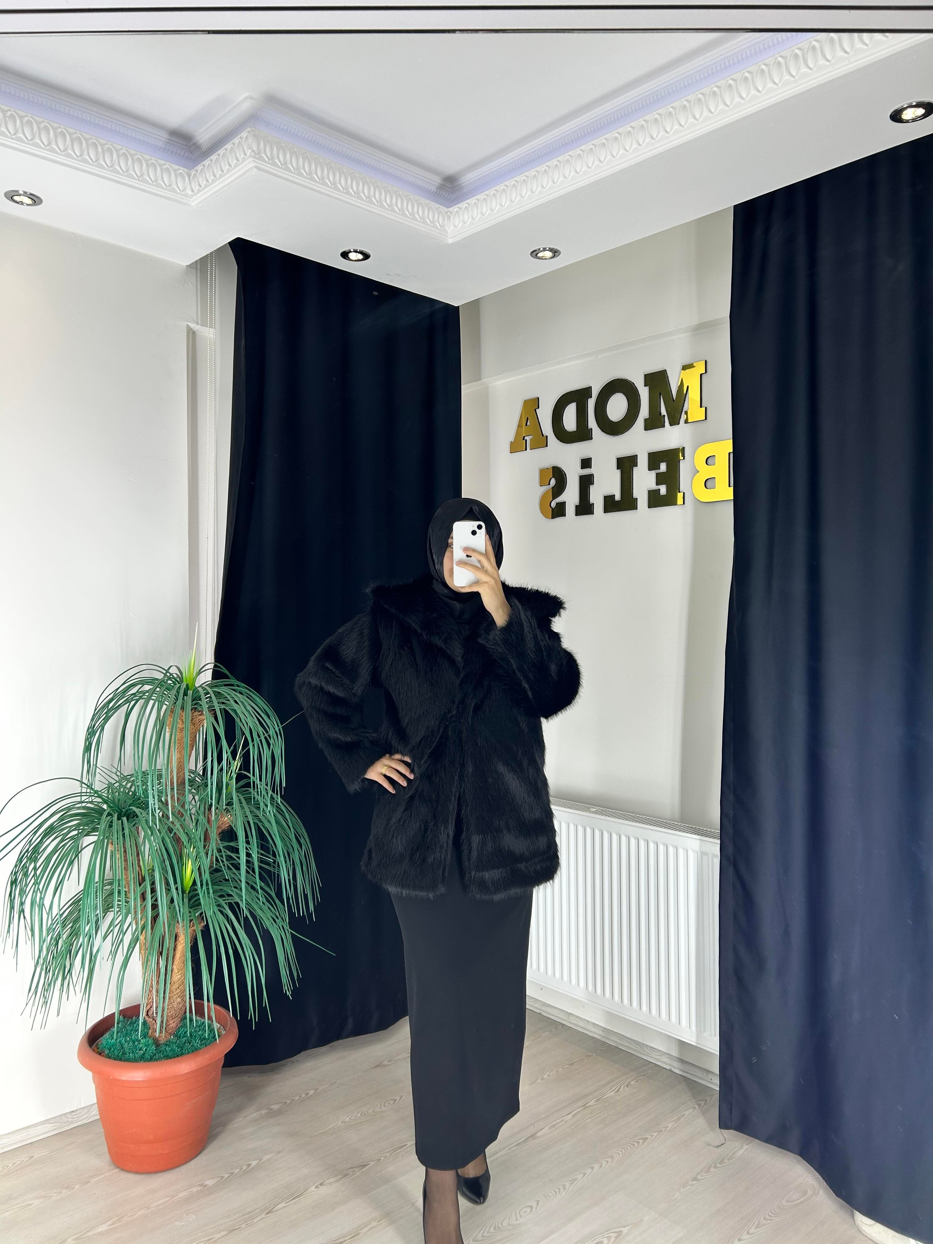 Luna Kürk Mont Siyah