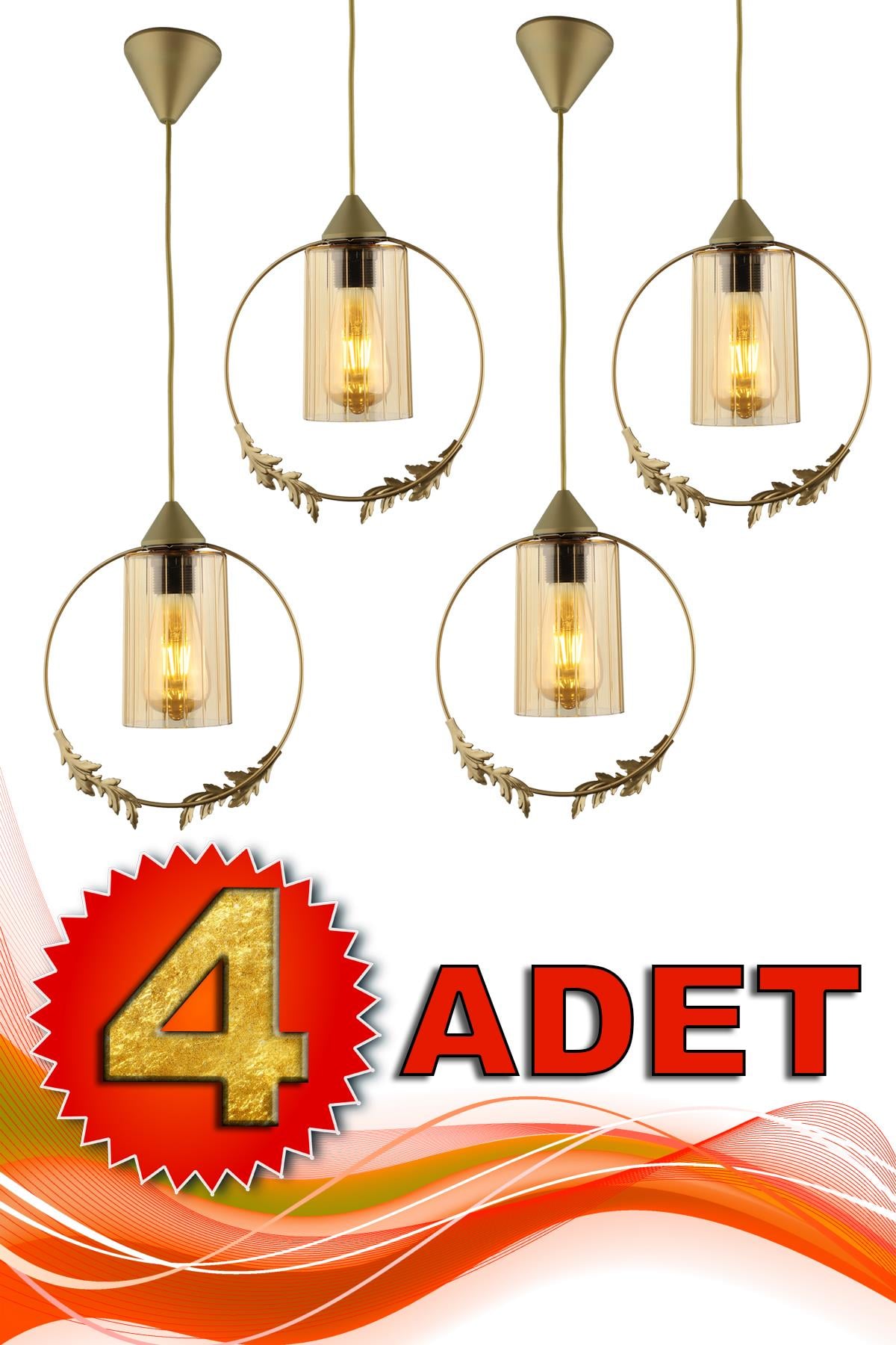 4 Adet Haliç Tekli Avize Eskitme Bal Akrilik