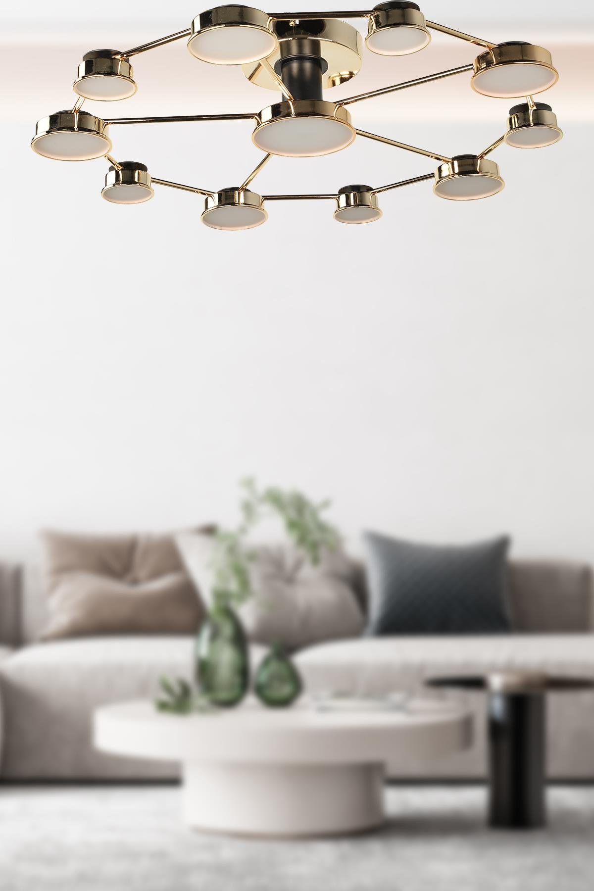 Arelon Ledli 11.li Avize Gold Kaplama