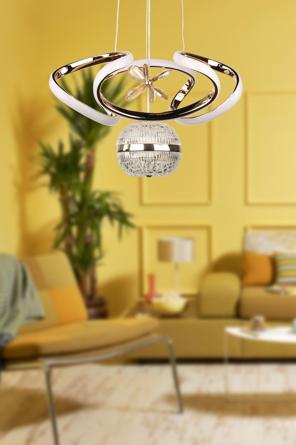 Dron 35.Lik Ledli Avize Gold Kaplama