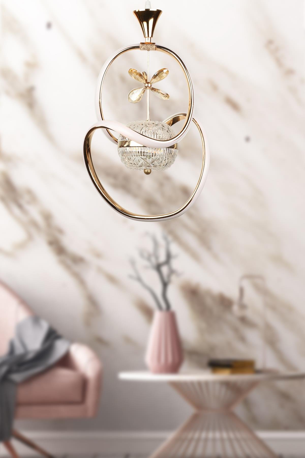Elite Ledli Avize Gold Kaplama