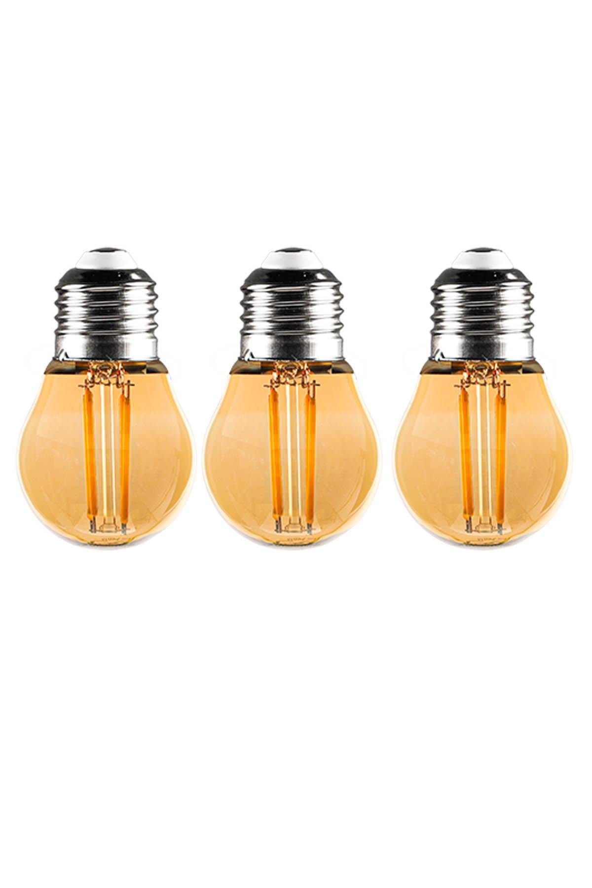 G45 Rustik Led 3 Adet Ampul Sarı Top