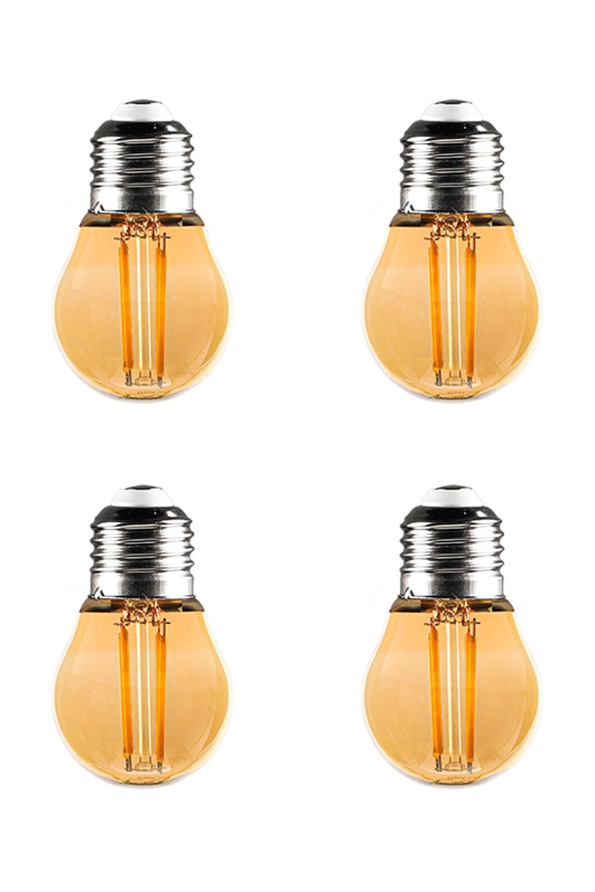 G45 Rustik Led 4 Adet Ampul Sarı Top