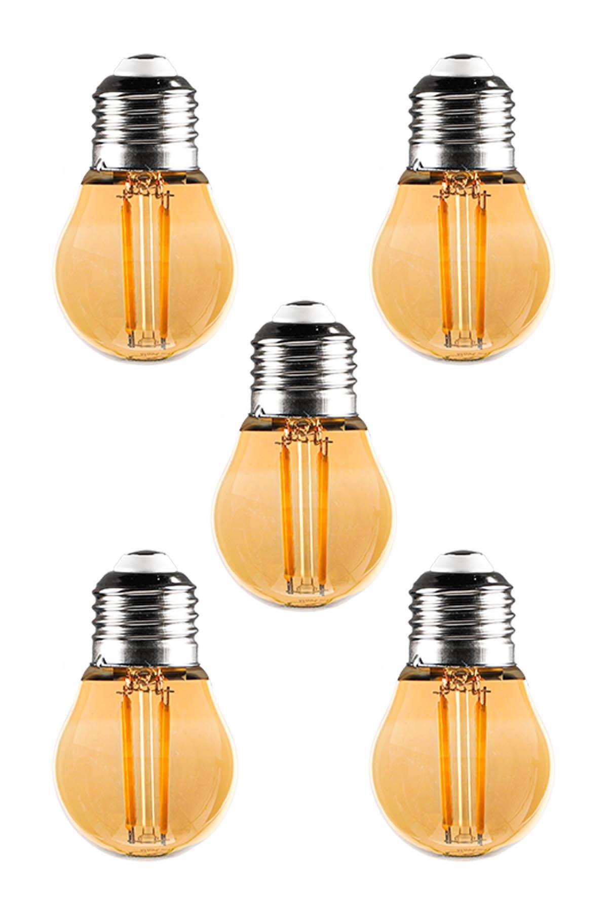 G45 Rustik Led 5 Adet Ampul Sarı Top