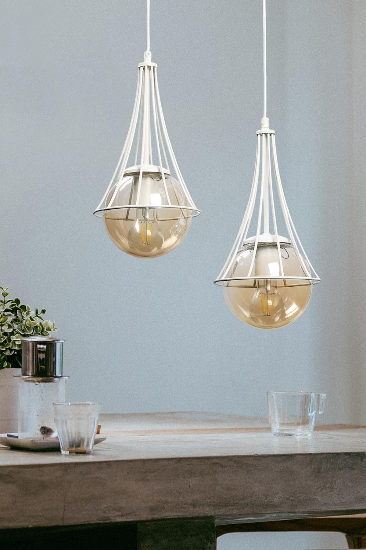 Lapis 2.li Beyaz Bal Camlı Avize