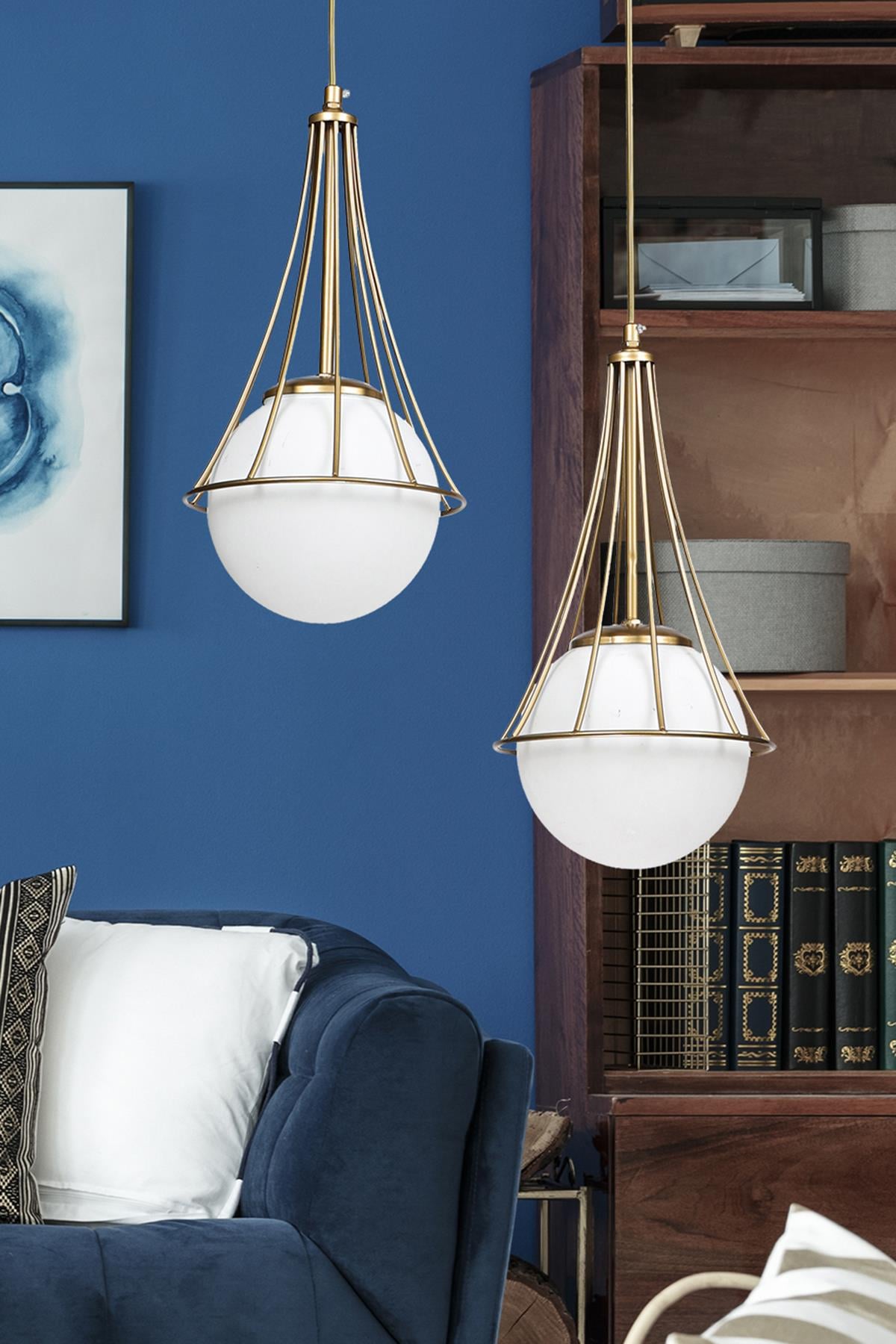 Lapis 2.li Eskitme Beyaz Camlı Avize