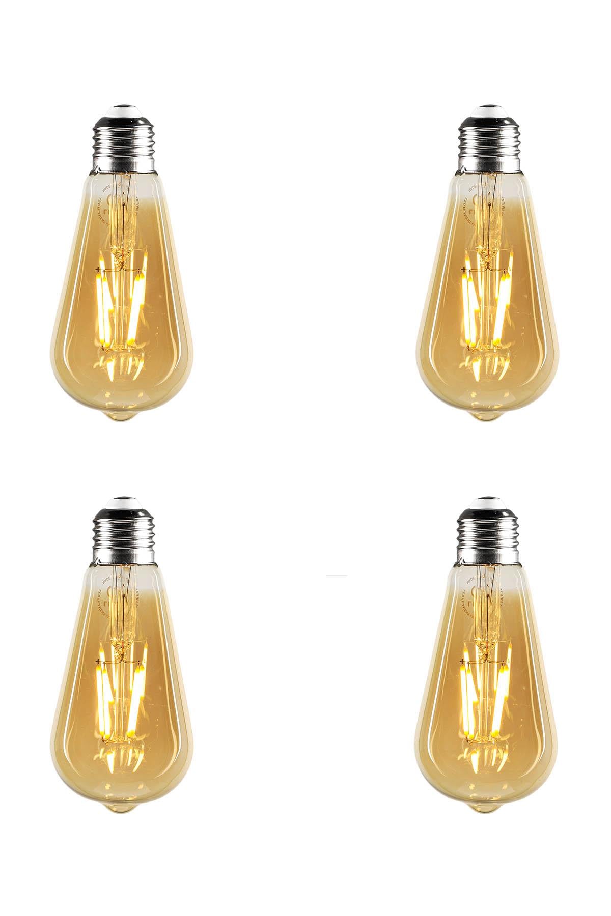 Rustik Led 4 Adet Ampul Sarı Armut