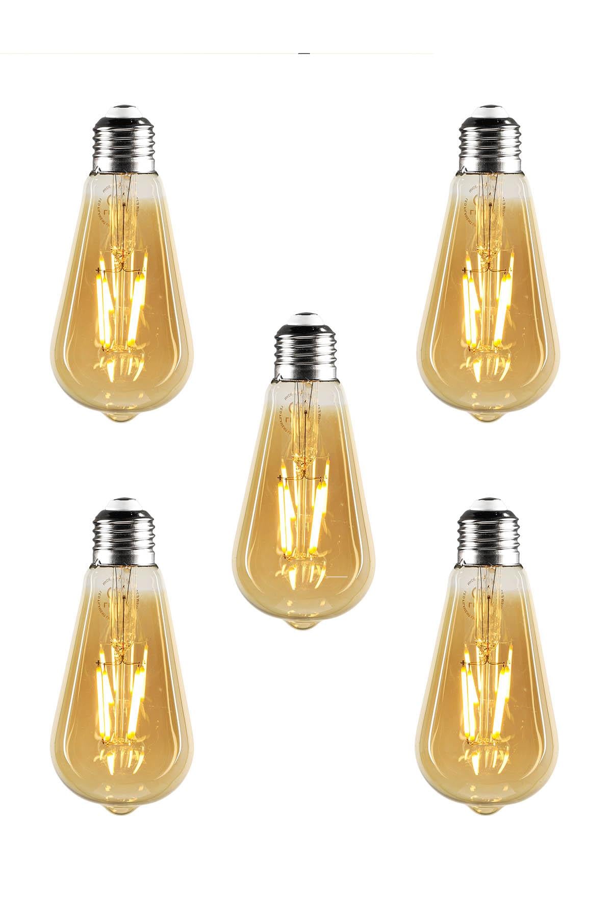 Rustik Led 5 Adet Ampul Sarı Armut