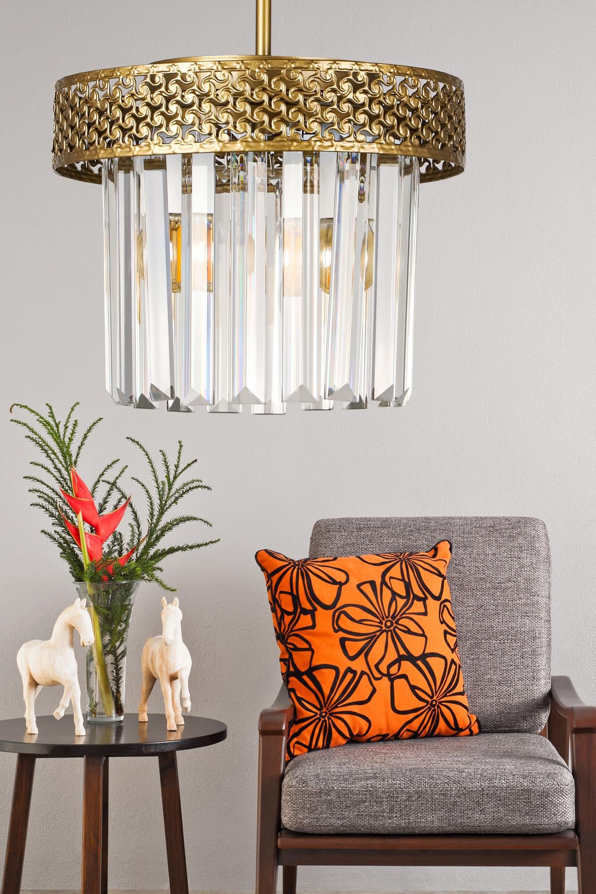 Sitrus 2.li Eskitme Lux Kristal Taşlı Avize