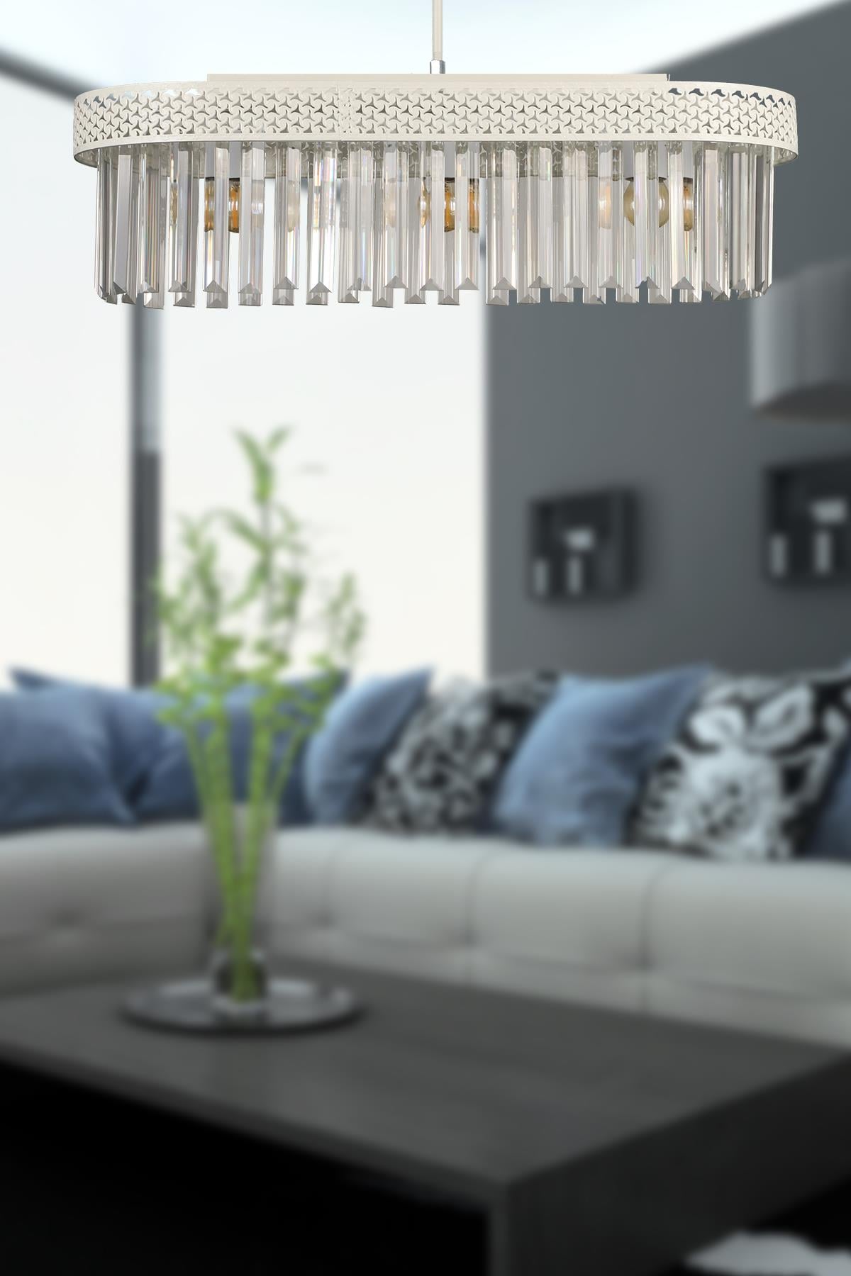 Sitrus 3.lü Elips Lux Kristal Beyaz Avize