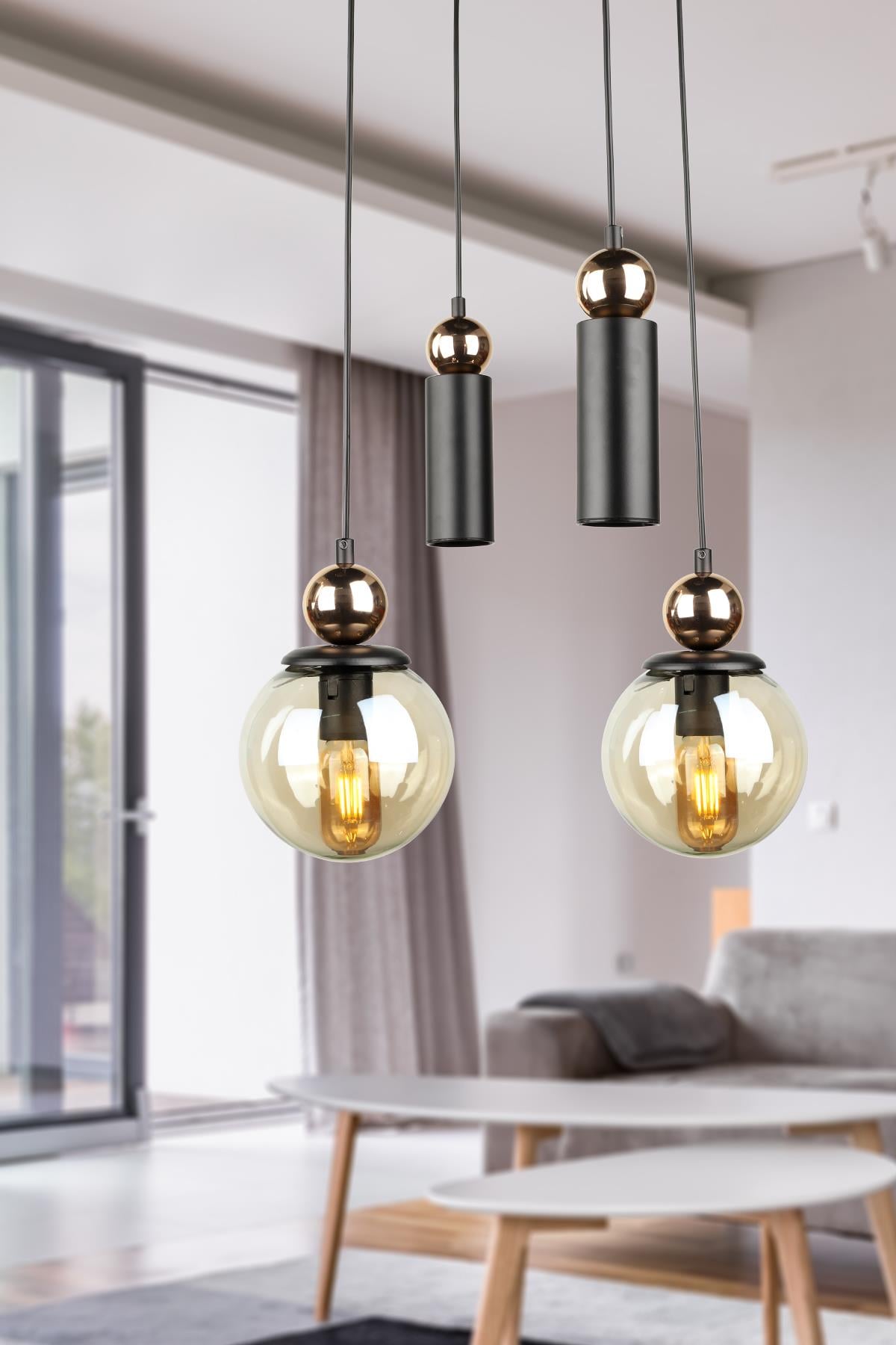 Veloce Ledli 4.lü Avize Gold
