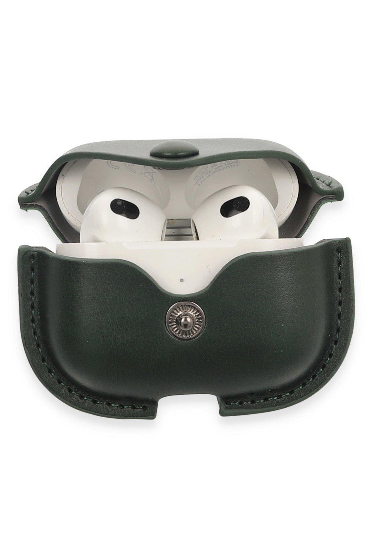 DERİ AİRPODS KILIFLARINEWFACEÇNT06Apple Airpods 3 (3.nesil) Çanta Deri Kılıf - Haki Yeşil