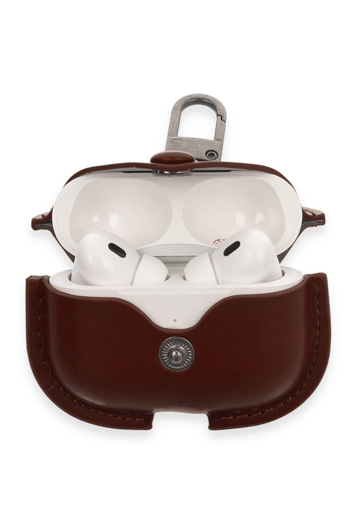 DERİ AİRPODS KILIFLARINEWFACEÇNT02Apple Airpods Pro 2 (2.nesil) Çanta Deri Kılıf - Kahverengi