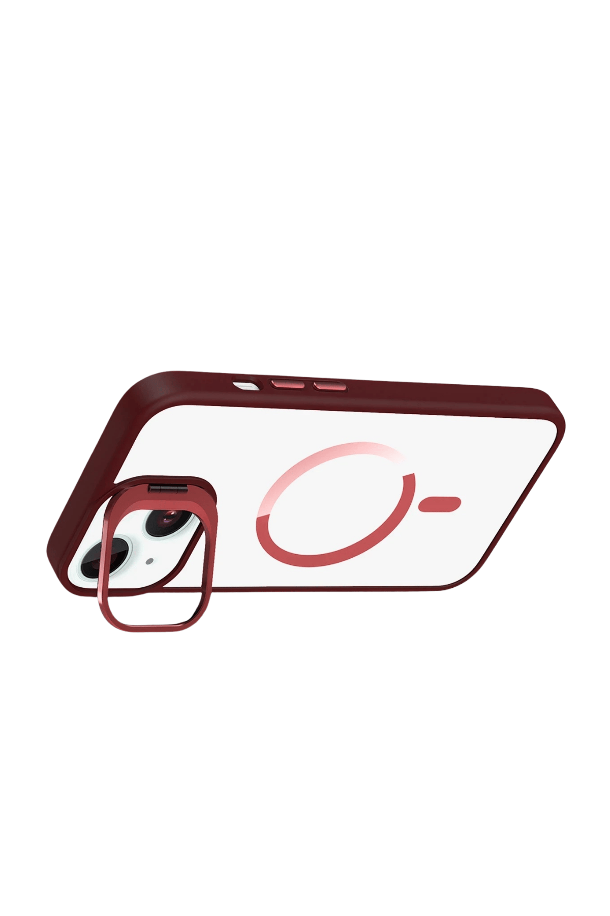 MAGSAFE KILIFLARJOKORMMLNSL30Apple iPhone 13 / iPhone 14 Remim Lensli MagSafe Standlı Darbe Korumalı Kılıf – Bordo