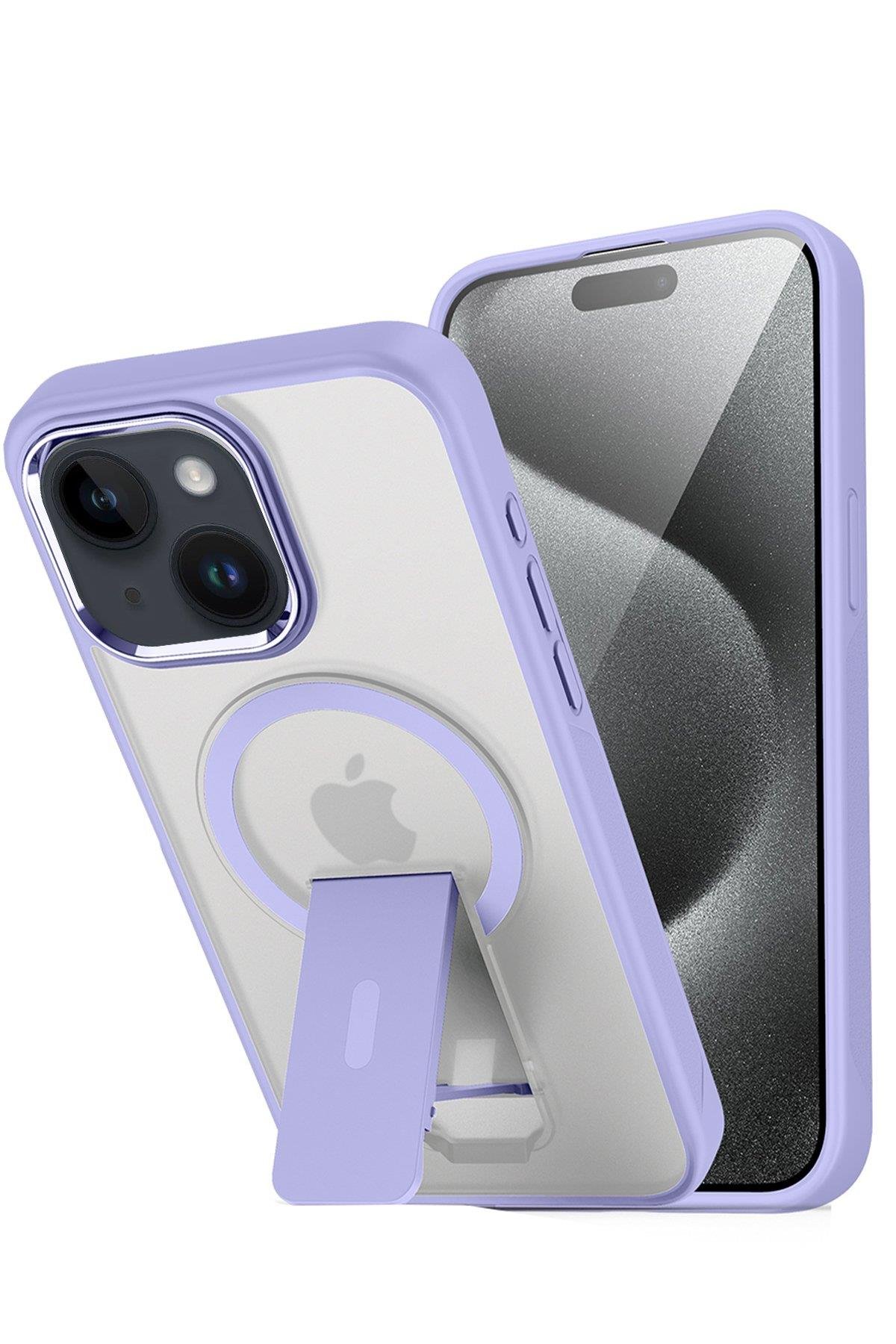 MAGSAFE KILIFLARNEWFACETRKMGSF01Apple iPhone 13/14 Tork Magsafe Standlı Kapak - Lila