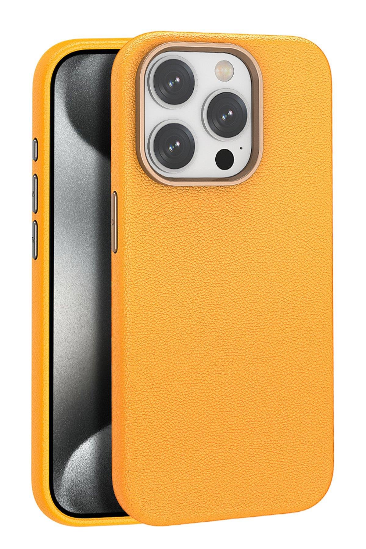 MAGSAFE KILIFLARJOKOWNDR25Apple iPhone 14 Pro Kılıf Wonder Deri Magsafe Kapak - Turuncu