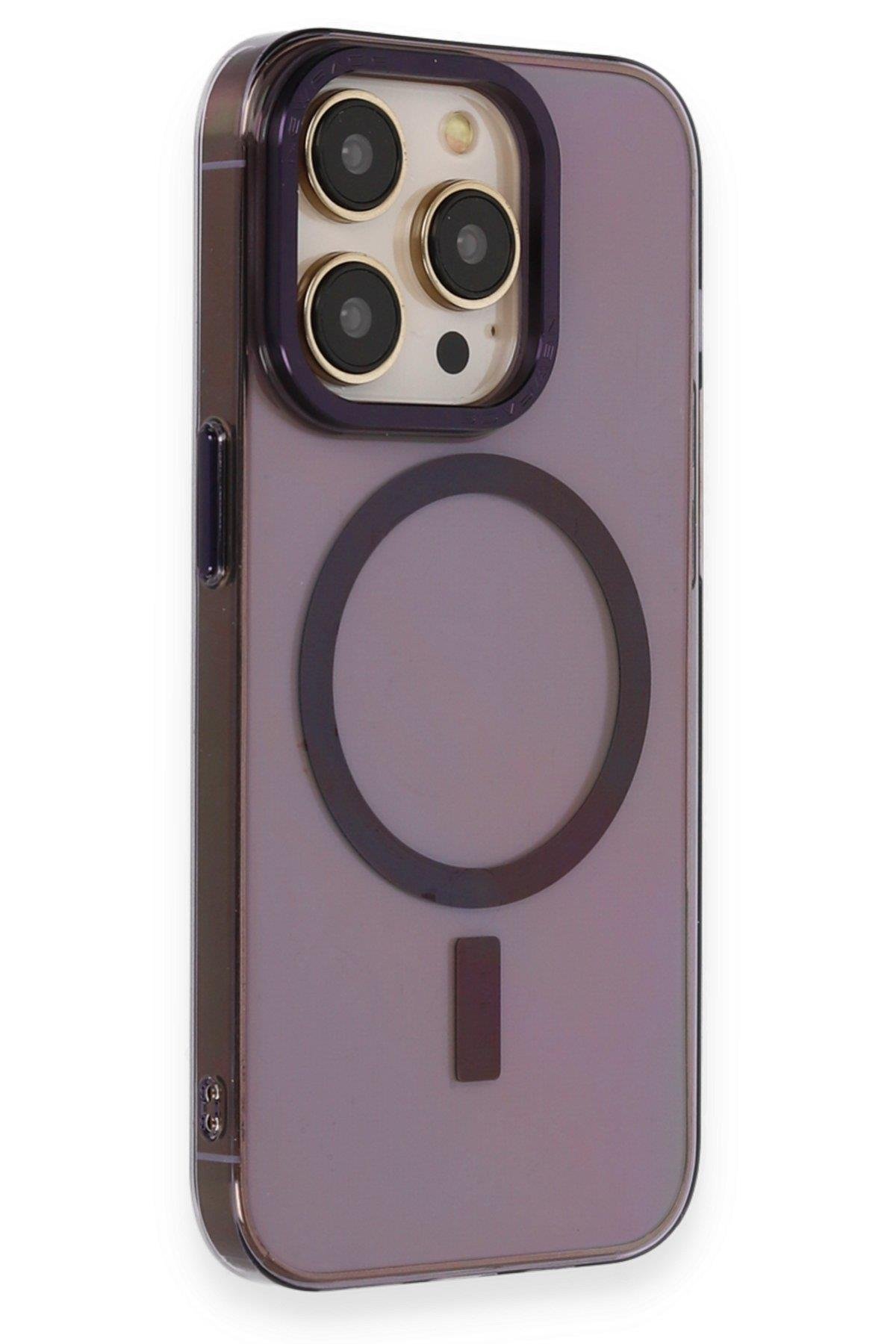 MAGSAFE KILIFLARNEWFACEANKPC02Apple iPhone 14 Pro Max Kılıf Anka PC Magneticsafe Sert Metal Kapak - Mor