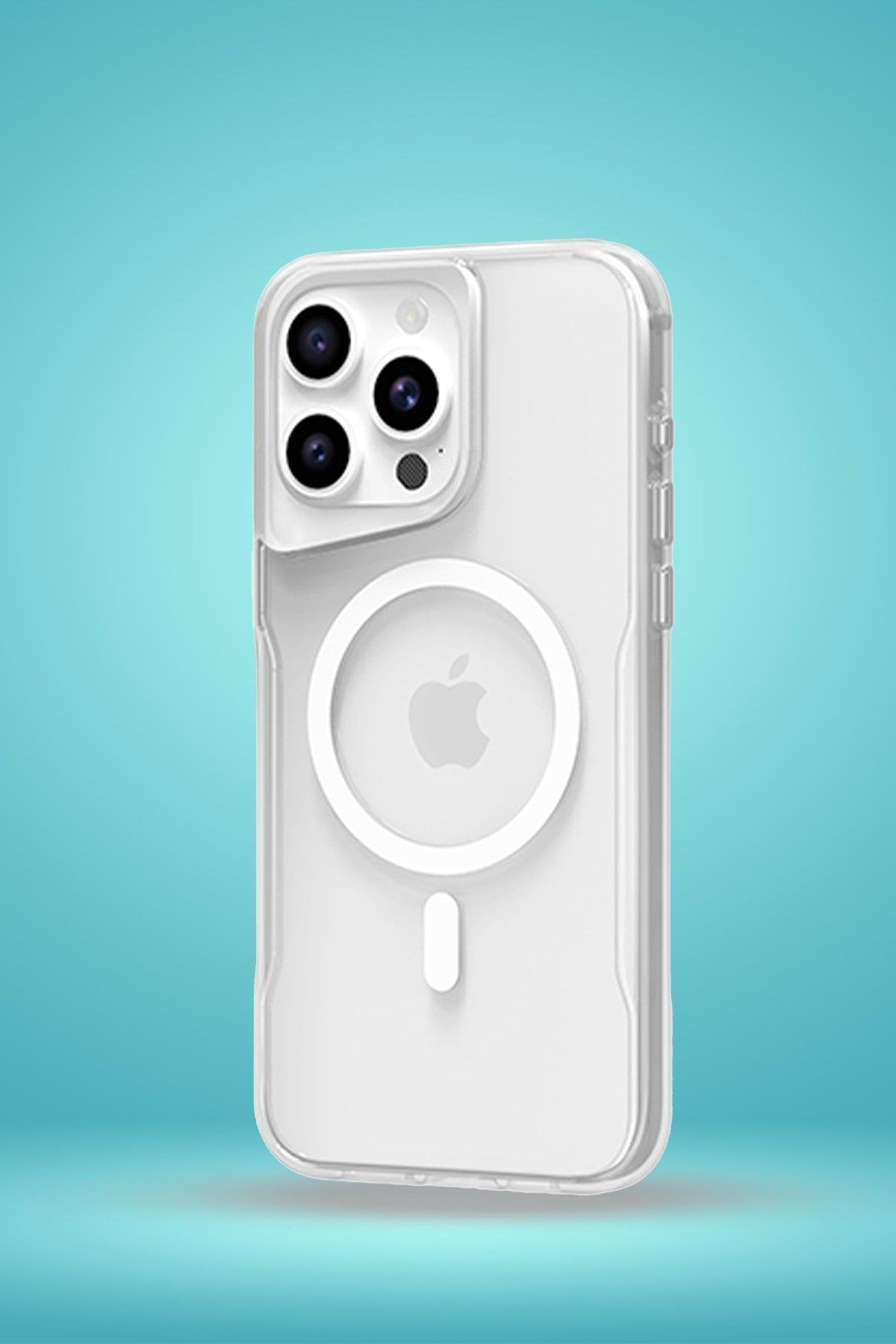 MAGSAFE KILIFLARNEWFACEMGSF02Apple iPhone 14 Pro Max Kılıf PC Poso Magsafe Kılıf - Şeffaf