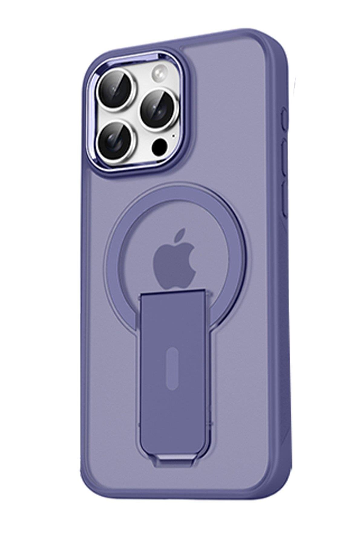 MAGSAFE KILIFLARNEWFACETRKMGSF05Apple iPhone 14 Pro Tork Magsafe Standlı Kapak - Derin Mor