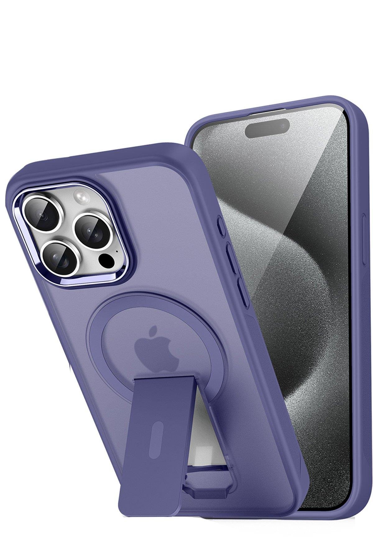 MAGSAFE KILIFLARNEWFACETRKMGSF05Apple iPhone 14 Pro Tork Magsafe Standlı Kapak - Derin Mor
