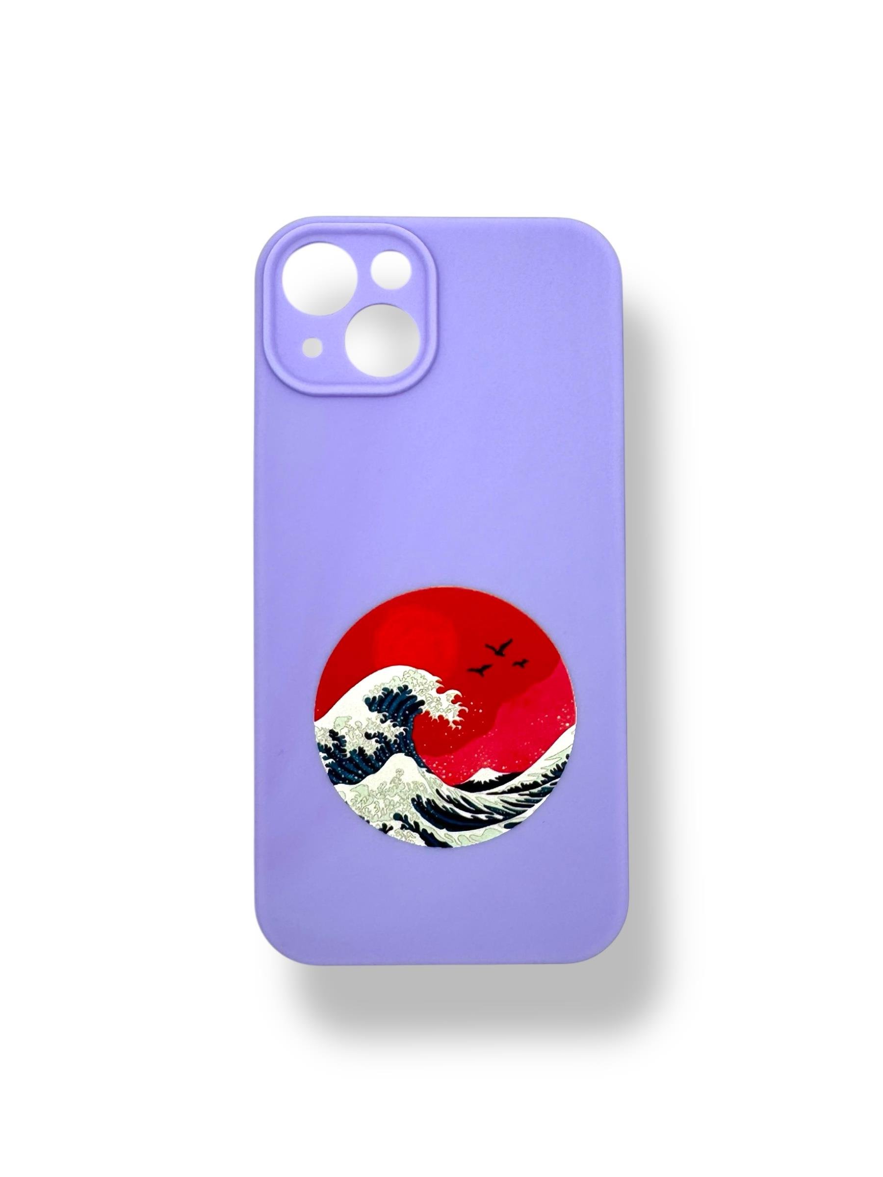 SİLİKON BASKI KILIFLARDIVERSECASESLKN05Apple Iphone 14 Silikon Kanagawa Dalga Baskı Kılıf - Lila