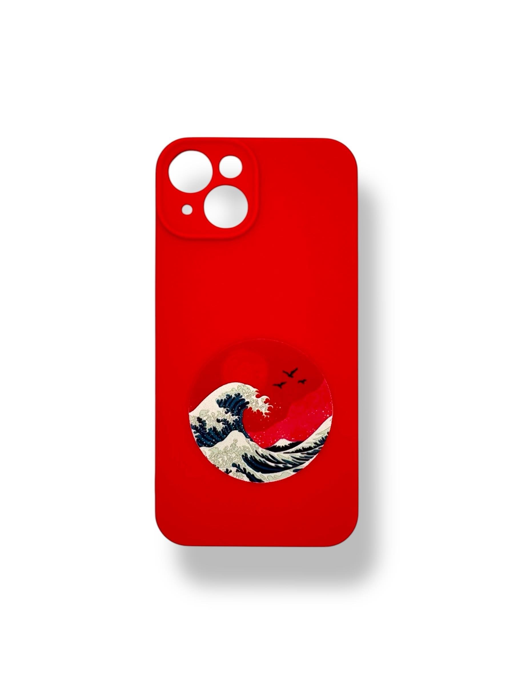 SİLİKON BASKI KILIFLARDIVERSECASESLKN17Apple Iphone 14 Silikon Kanagawa Dalga Baskı Kılıf - Kırmızı