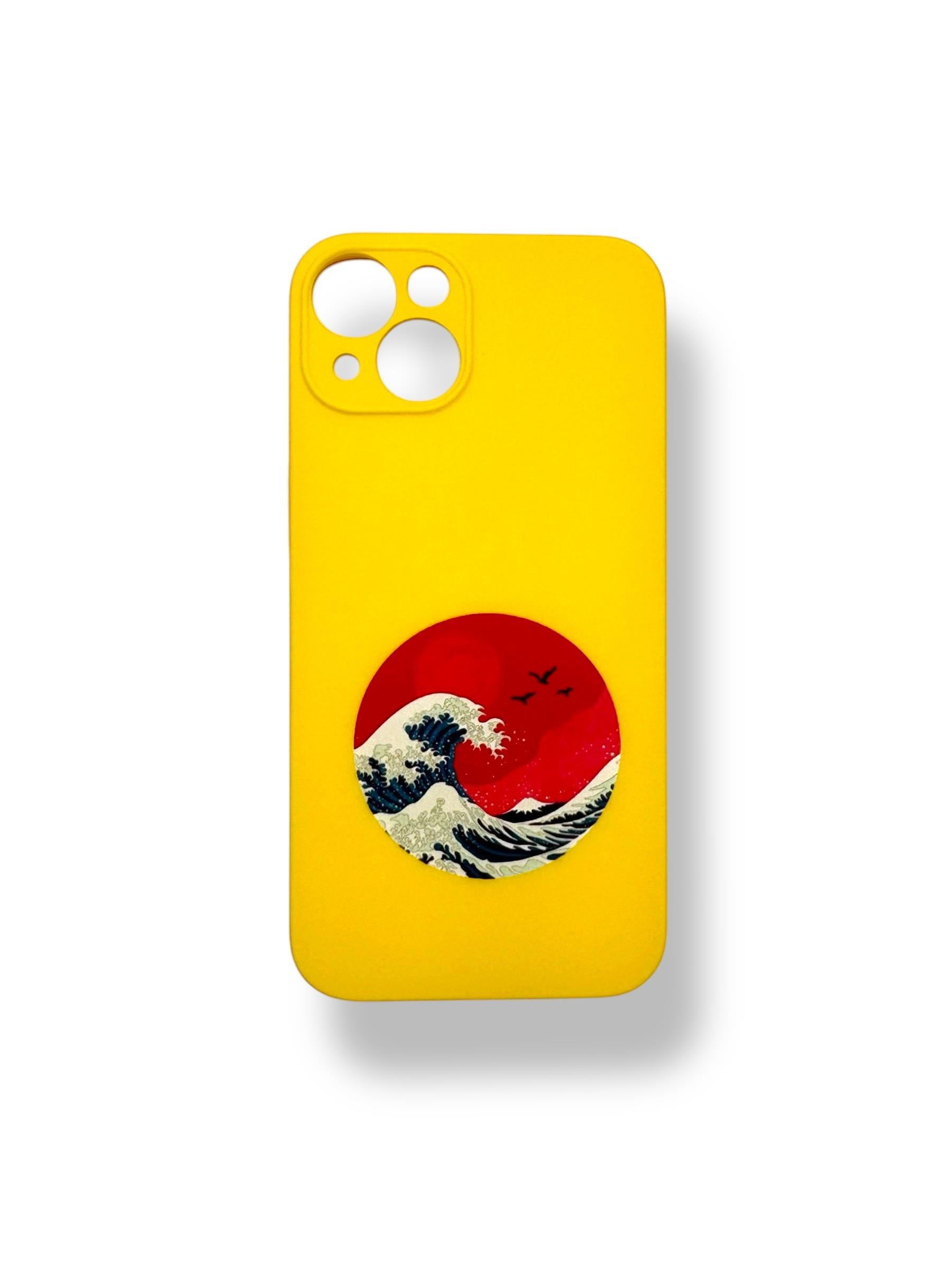SİLİKON BASKI KILIFLARDIVERSECASESLKN20Apple Iphone 14 Silikon Kanagawa Dalga Baskı Kılıf - Sarı