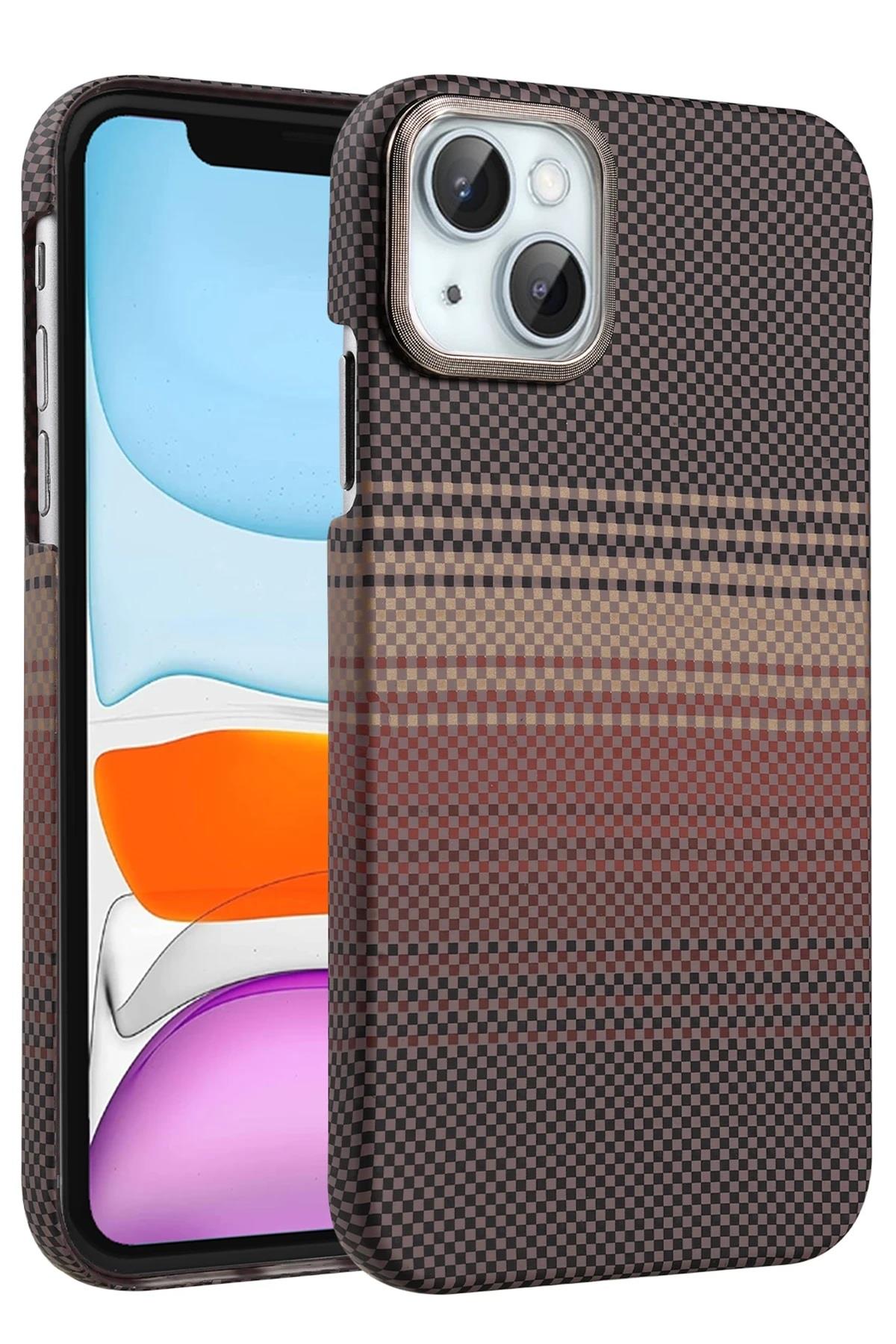 MAGSAFE KILIFLARNEWFACEVGKRBN03Apple iPhone 14 Vega Karbon Magsafe Kapak - Çöl Titanyum